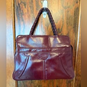 Vintage 1970s Tanito Envelope Accordion Burgundy Leather tote Bag briefcase
